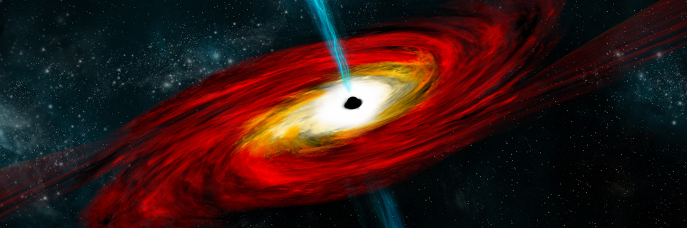 An artist's depiction of a black hole in interstellar space pulling in gas and dust that start to heat(Marc Ward)s