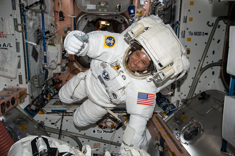 Astronaut inside ISS