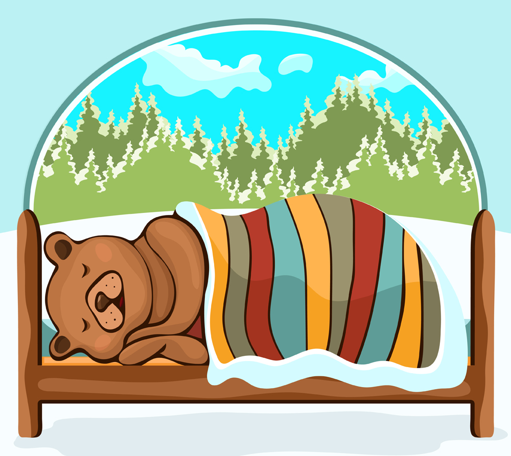 Bear in hibernation hand drawing, cartoon character(Evgeniya Chertova)S
