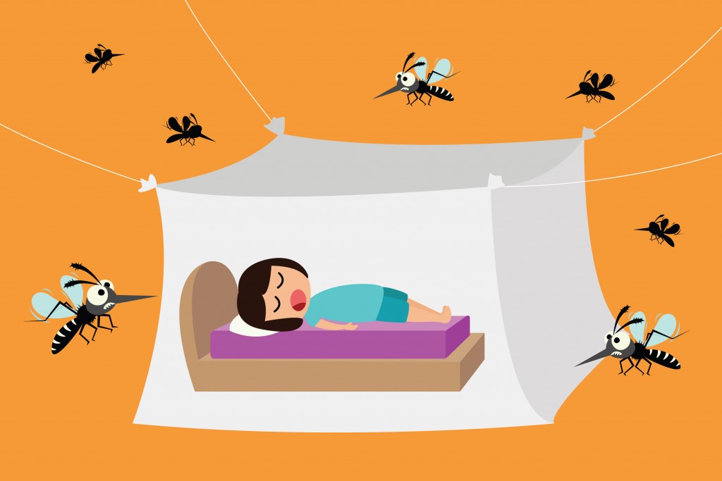 Child sleeping under mosquito net(Sai Tha)s