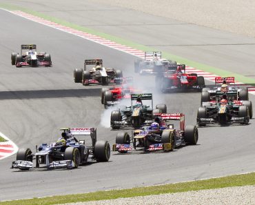 Some cars racing at the race of Formula One Spanish Grand Prix at Catalunya circuit(Natursports)s