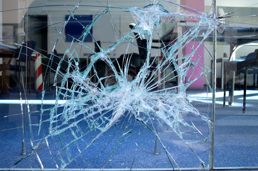 close up of broken office window glass(cunaplus)S