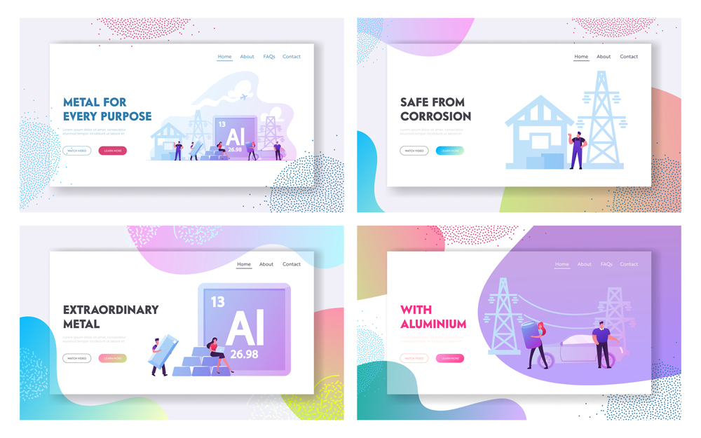 People Use Aluminium in Life Landing Page Template Set(ivector)s