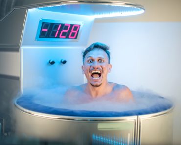 Man having a cryotherapy session in a medical centre(Merla)s