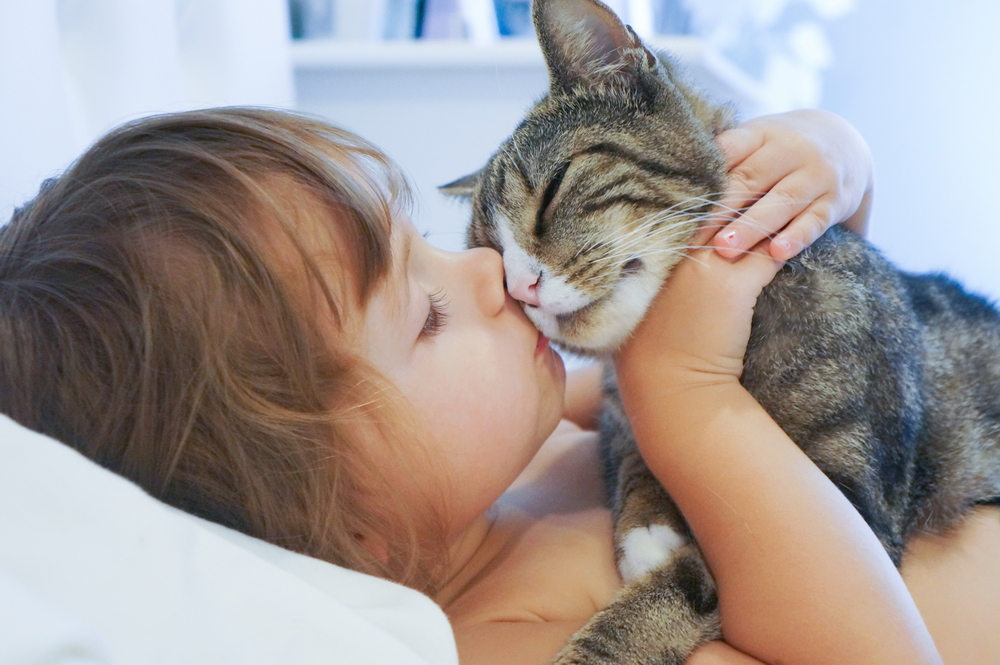 Child is kissing a cat(Alena Haurylik)s
