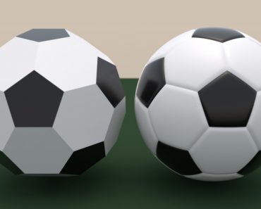 Comparison of truncated icosahedron and soccer ball