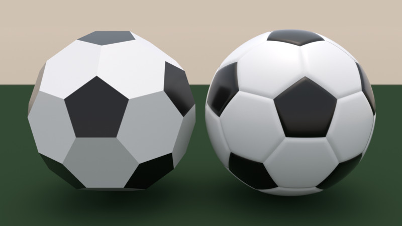 Comparison of truncated icosahedron and soccer ball