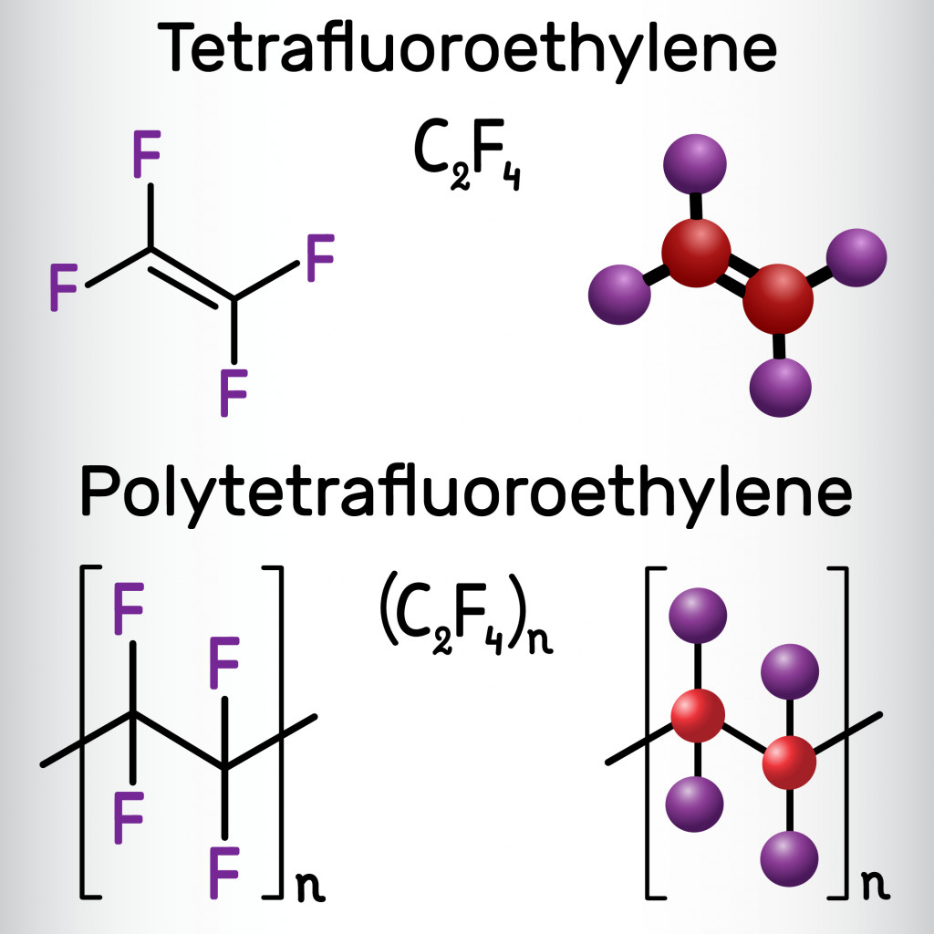 Polytetrafluoroethylene or PTFE polymer and Tetrafluoroethylene or TFE molecule(Bacsica)s