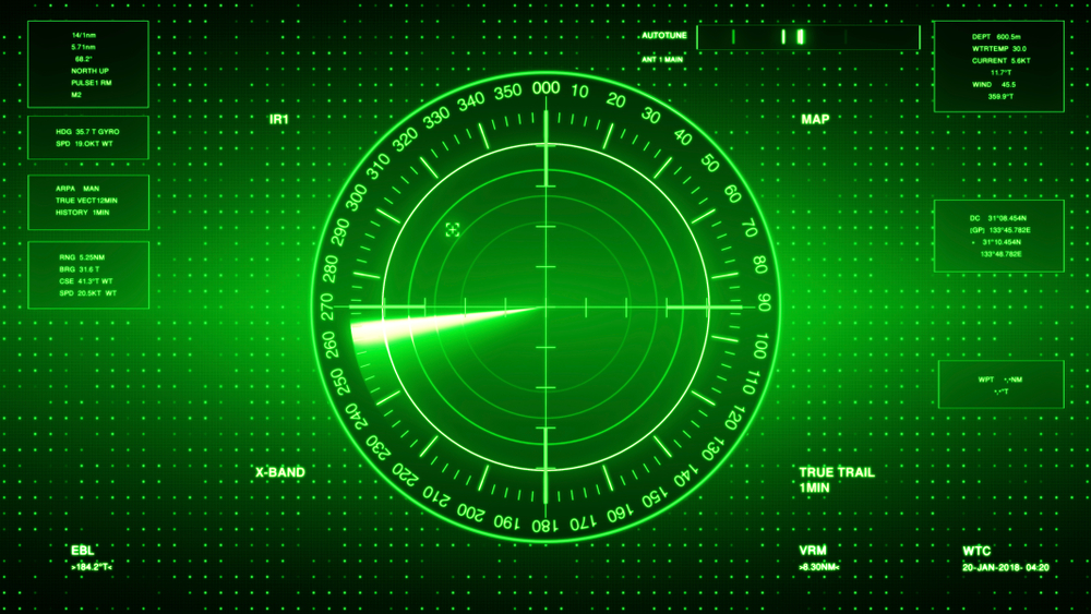 Sonar,Screen,For,Submarines,And,Ships.,Radar,Sonar,With,Object