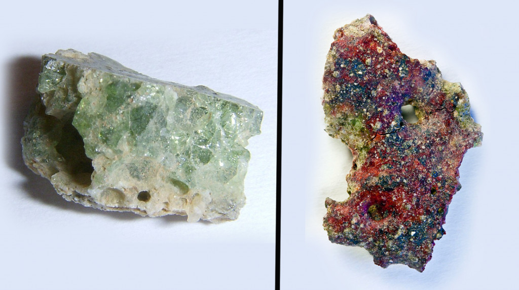 Green and red trinitite