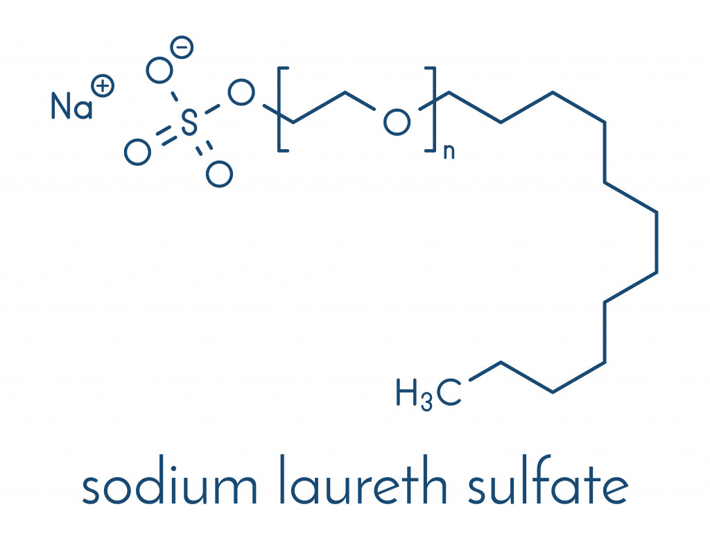 Sodium laureth sulphate detergent molecule.