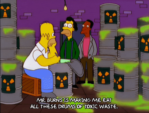 Mr Burns eating radioactive waste giphy