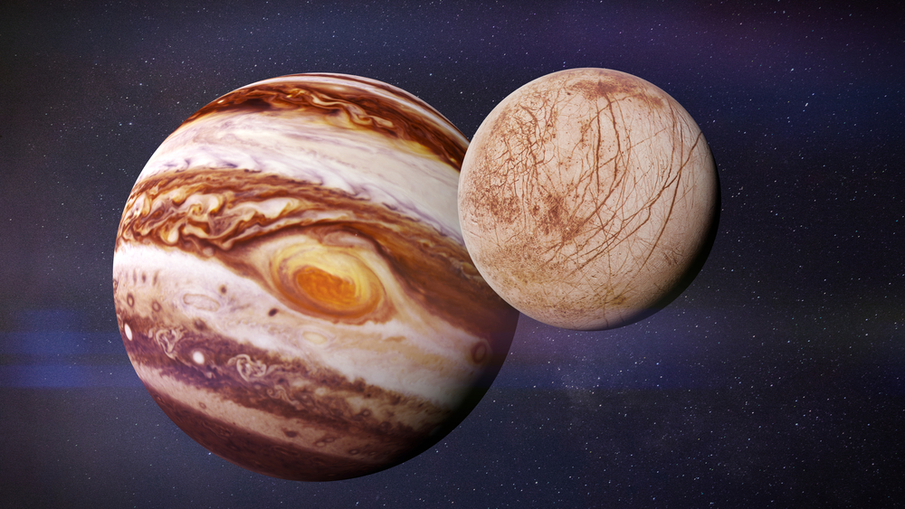 Jupiter's,Moon,Europa,And,The,Planet,Jupiter,(3d,Render,,Elements