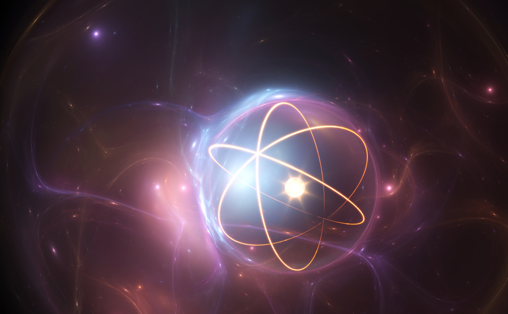 Atom,Nuclear,Model,On,Energetic,Background,,3d,Illustration