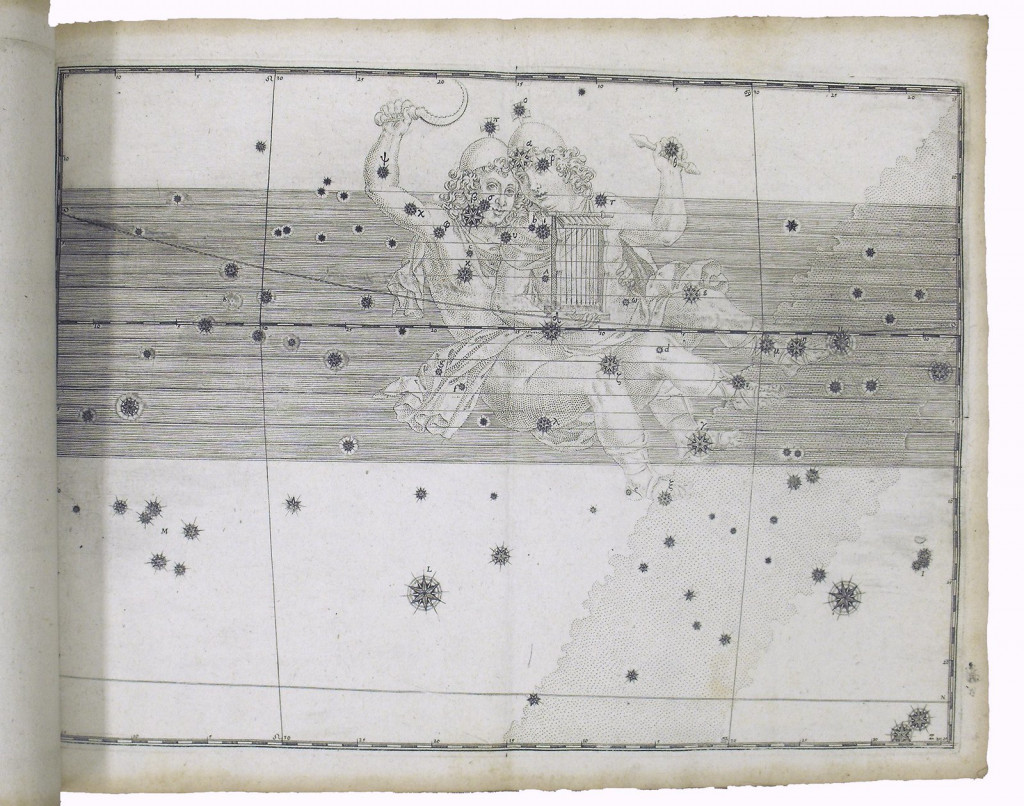 This is an image of the constellation of Gemini from Bayer's star atlas, Uranometria