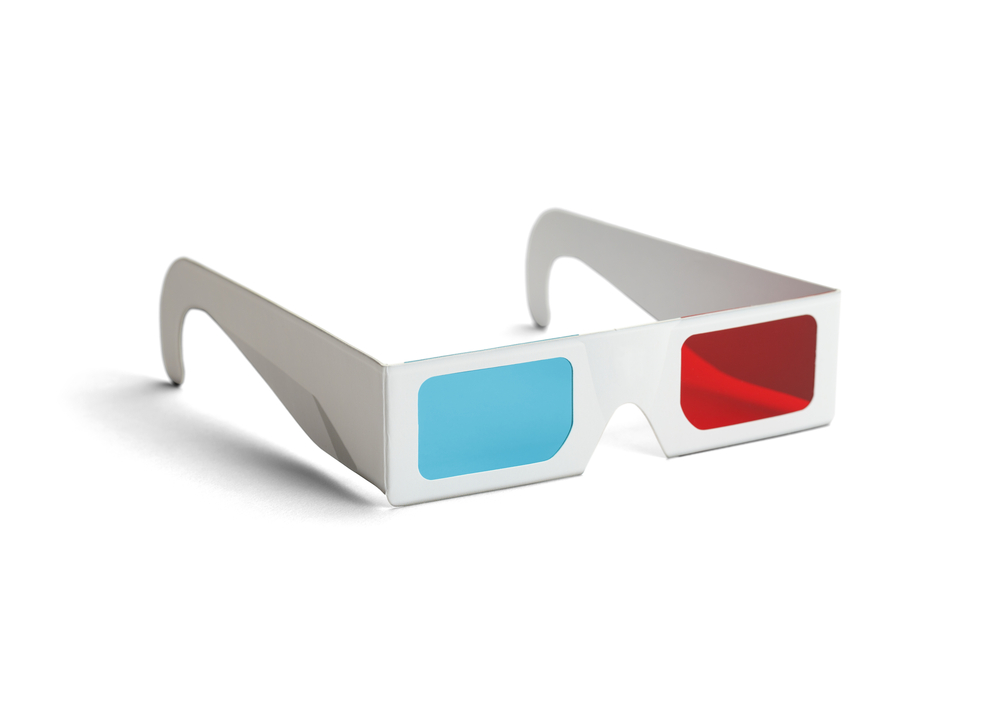 Side,View,Of,A,Pair,Of,3d,Glasses,Isolated,On