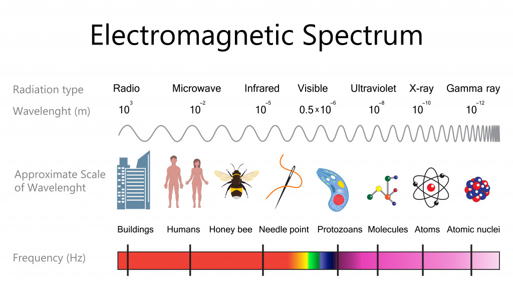 Electromagnetic spectrum and wavelengths diagram