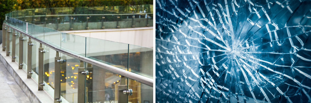 Toughened or tempered glass can withstand high impact, and shatters into small pieces like Prince Rupert's drops