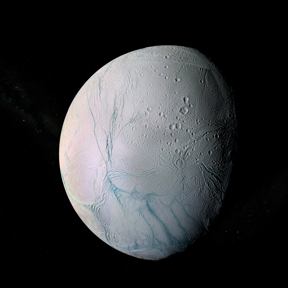 View,Of,Enceladus,,One,Of,The,Moons,Of,Saturn.,Elements