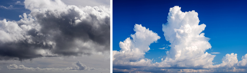 nimbus and a cumulonimbus cloud