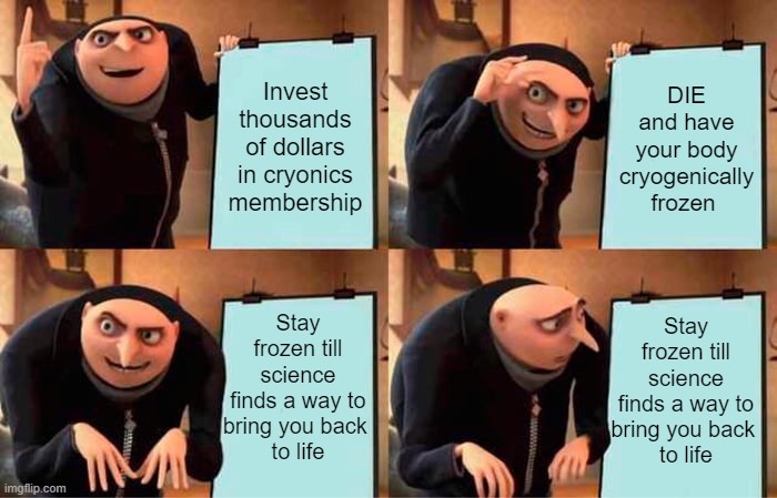 Invest thousands of dollars in cryonics membership meme